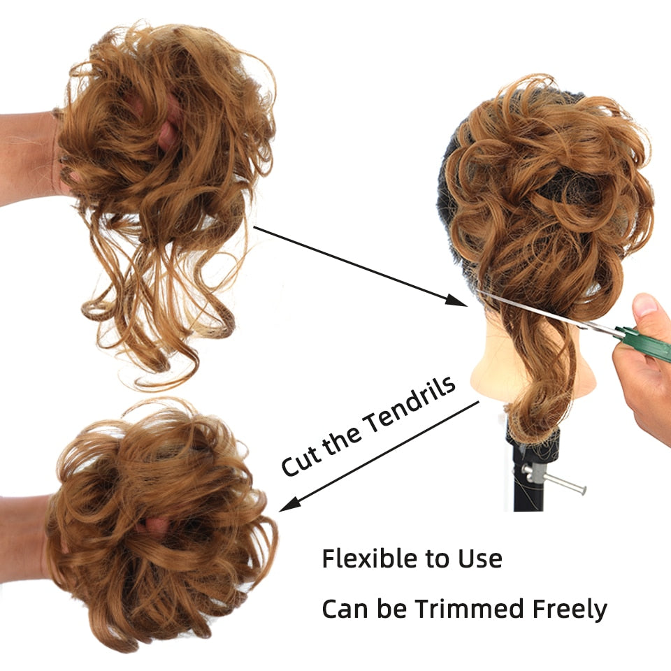 Details Wavy Curly Hair Bun