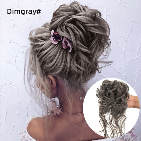 Ash Gray Wavy Curly Hair Bun