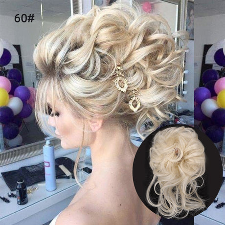 Ash Blonde Wavy Curly Hair Bun