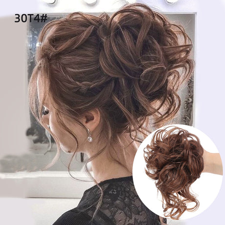Ash Brown Wavy Curly Hair Bun
