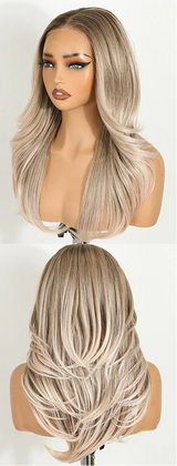White Wavy Layered 6X4 Pre Plucked Synthetic Lace Front Wigs