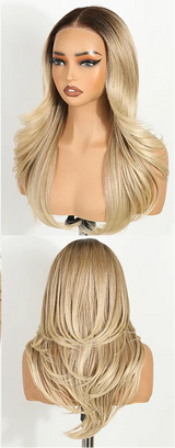 Blonde Wavy Layered 6X4 Pre Plucked Synthetic Lace Front Wigs