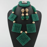 Green Wedding Beads Bridal Jewelry Set