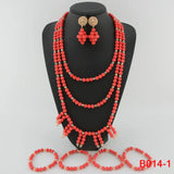 Orange Wedding Beads Bridal Jewelry Set