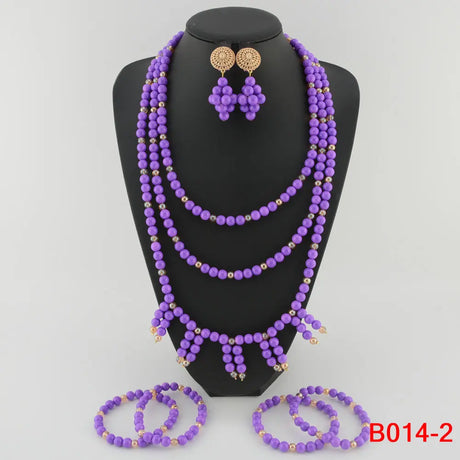 Purple Wedding Beads Bridal Jewelry Set