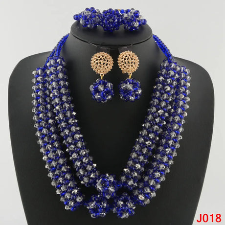 Blue Wedding Beads Bridal Jewelry Set