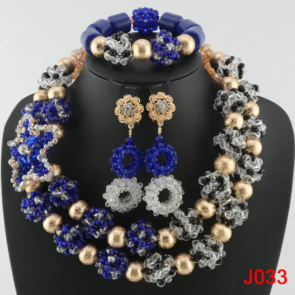 Blue Black Wedding Beads Bridal Jewelry Set