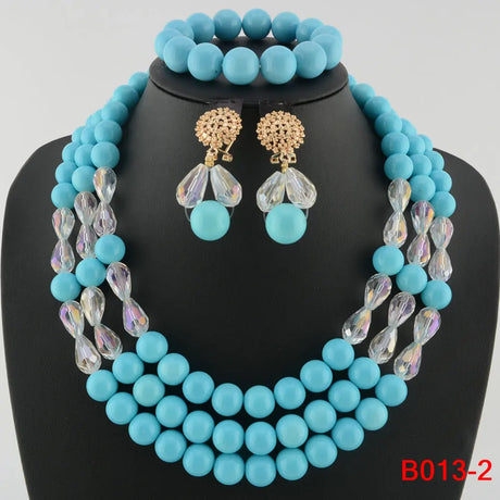 Blue Wedding Beads Bridal Jewelry Set