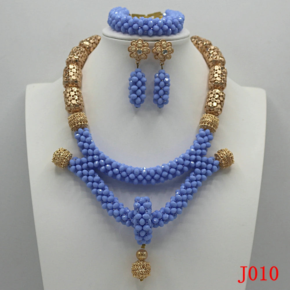 Blue Wedding Beads Bridal Jewelry Set