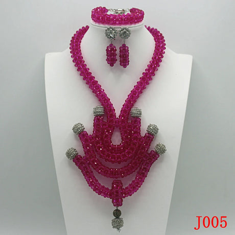 Pink Wedding Beads Bridal Jewelry Set