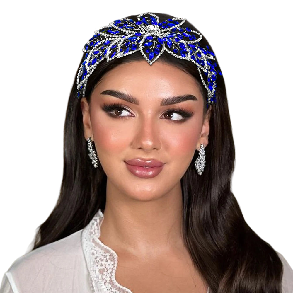 Bride using blue hair piece 