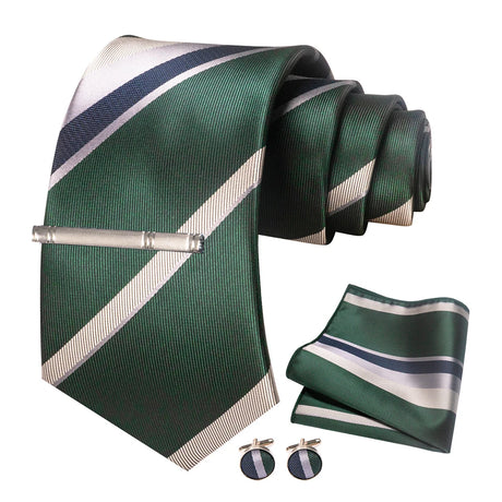 White Green Necktie Set