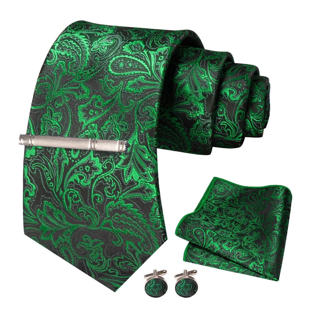 Floral Green Necktie Set 