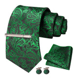 Floral Green Necktie Set 