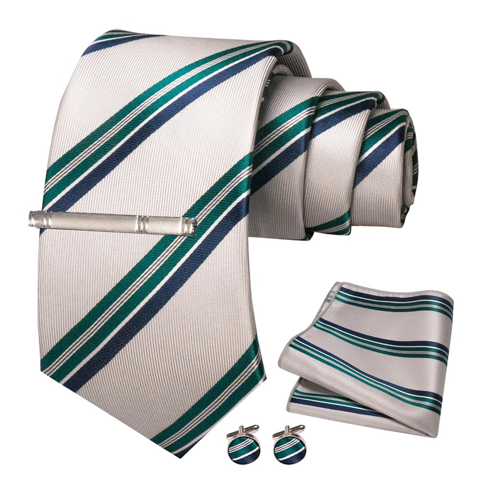 White Green Necktie Set