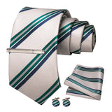 White Green Necktie Set