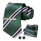 Green White Necktie Set 