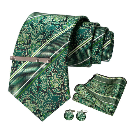 Green Paisley Necktie Set