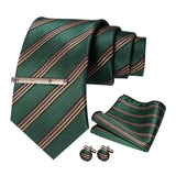 Green Brown Necktie Set 