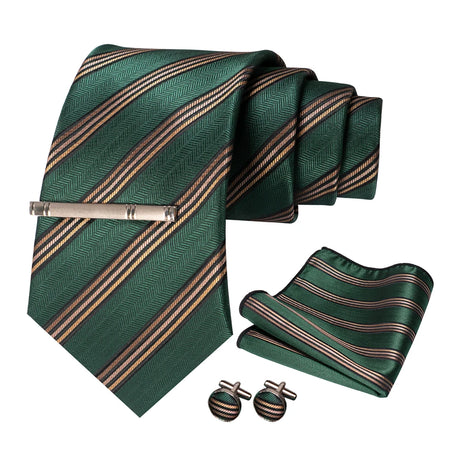 Green Brown Necktie Set 