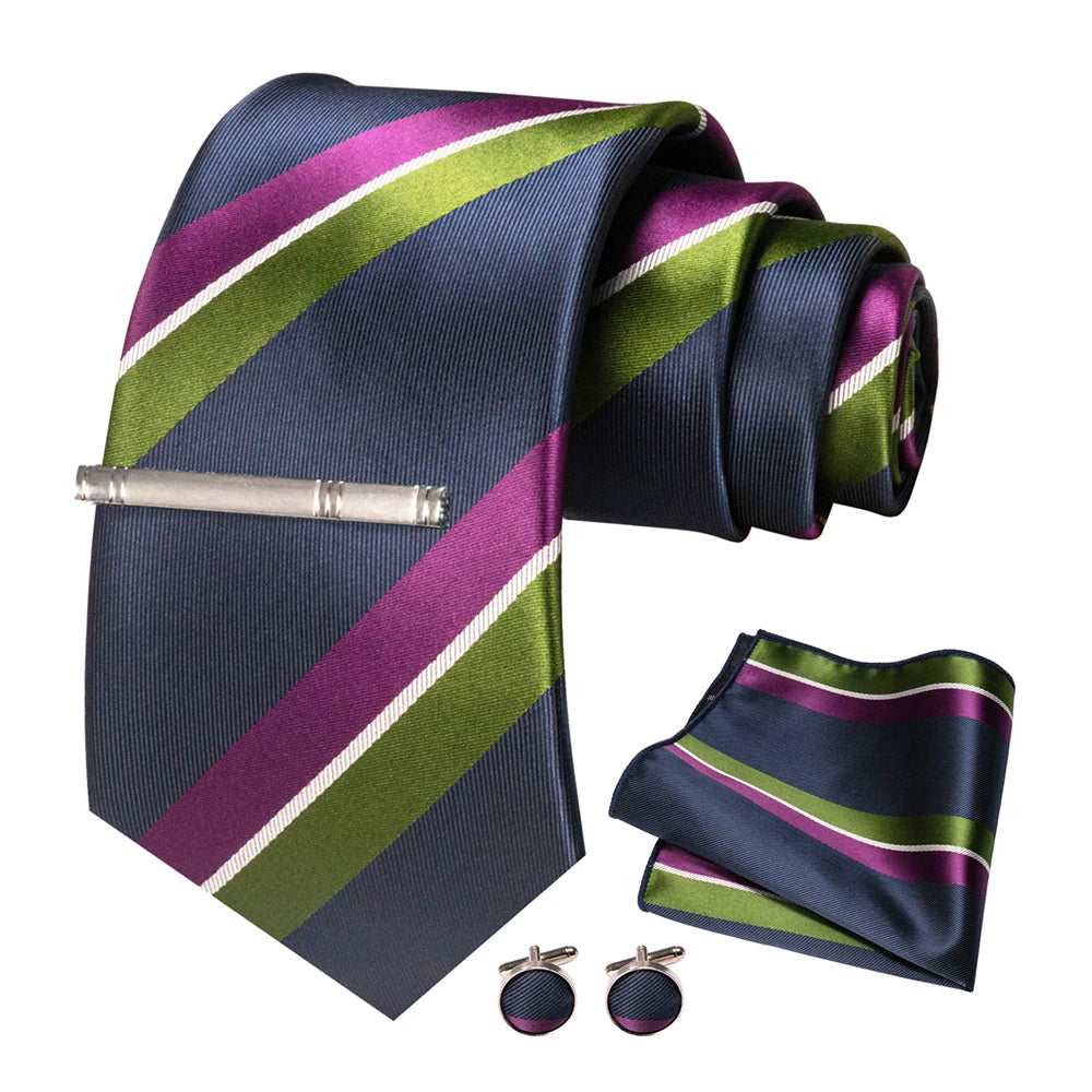Gray Green Pink Necktie Set