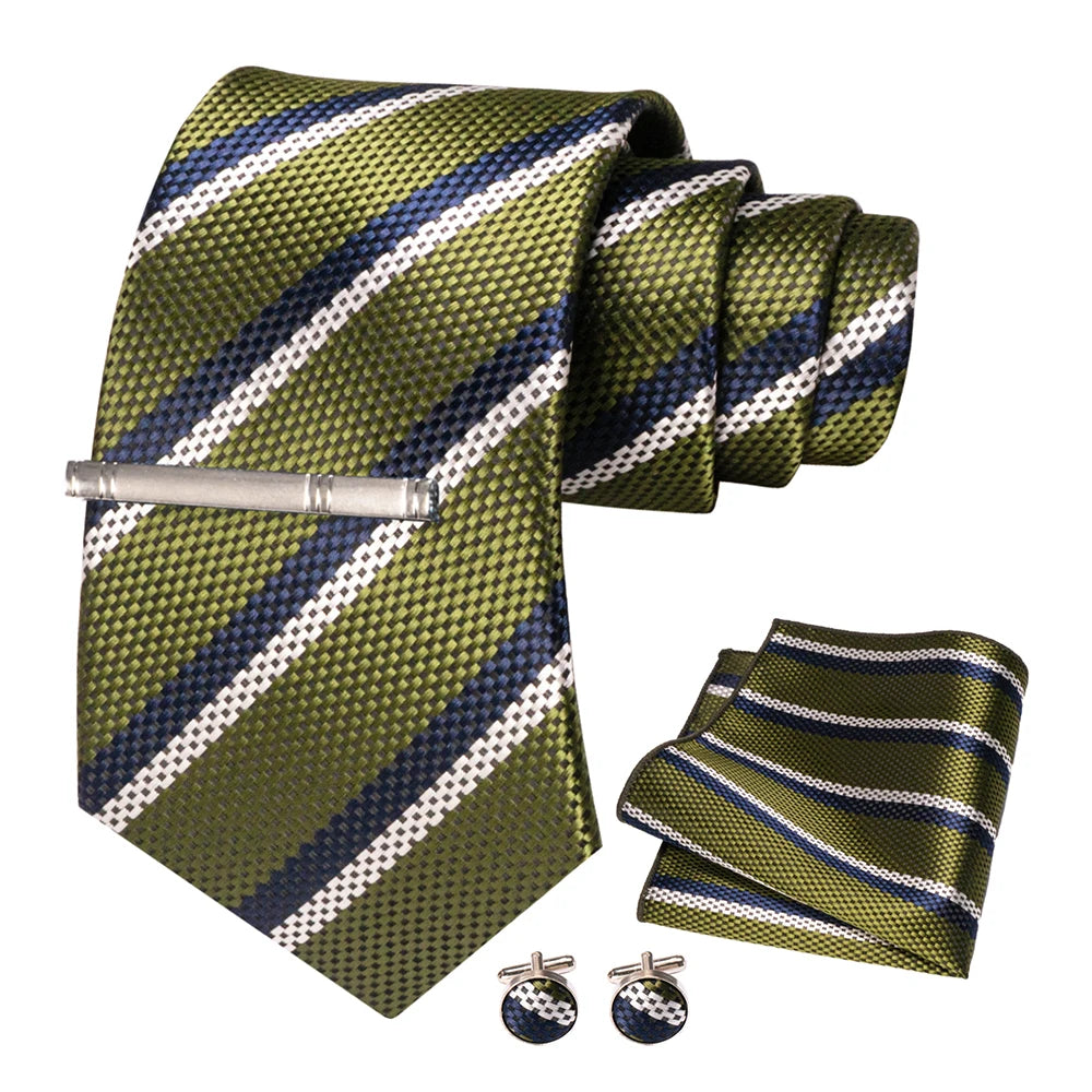 Gold Black White Geometric Necktie Set