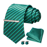 Blue Green Stripe Necktie Set