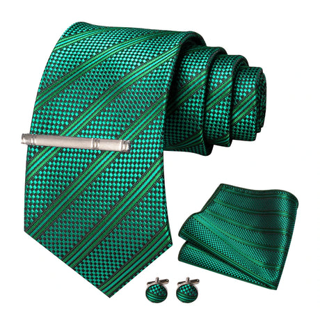 Green Geometric Necktie Set