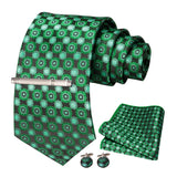 Green Geometric Necktie Set