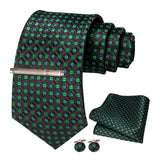 Geometric Green Black Necktie Set