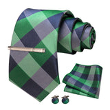 Stripe Green Blue Necktie Set