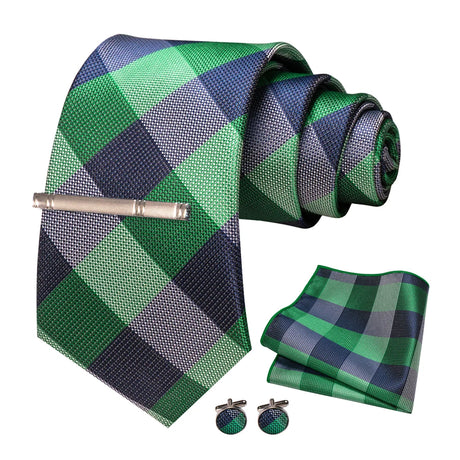 Stripe Green Blue Necktie Set