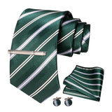 White Green Necktie Set