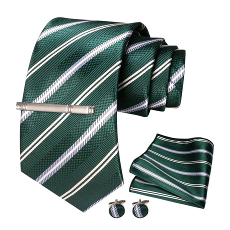 White Green Necktie Set
