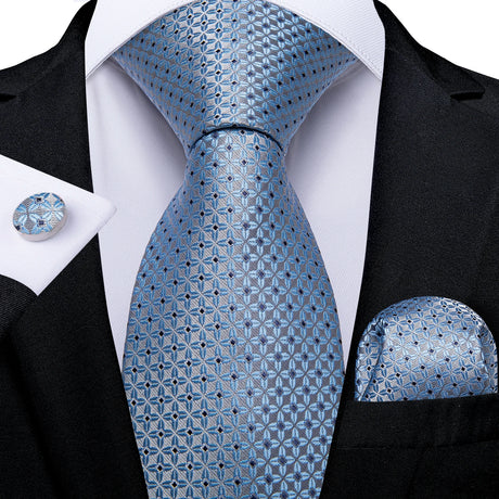 Blue Wedding Party Tie Pocket Square Men Necktie