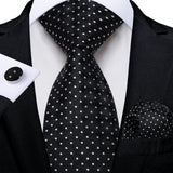 black Wedding Party Tie Pocket Square Men Necktie