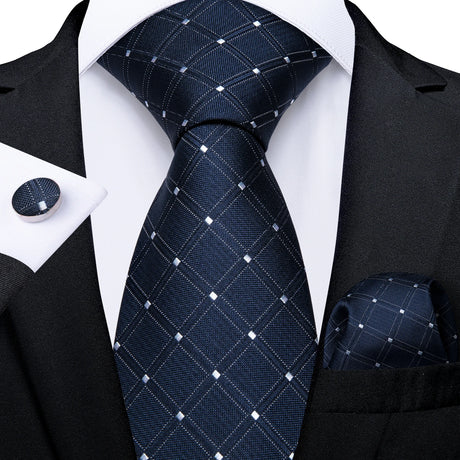 Blue Wedding Party Tie Pocket Square Men Necktie