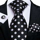  Black Wedding Party Tie Pocket Square Men Necktie