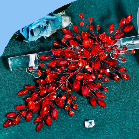 Red bridal hair piece 