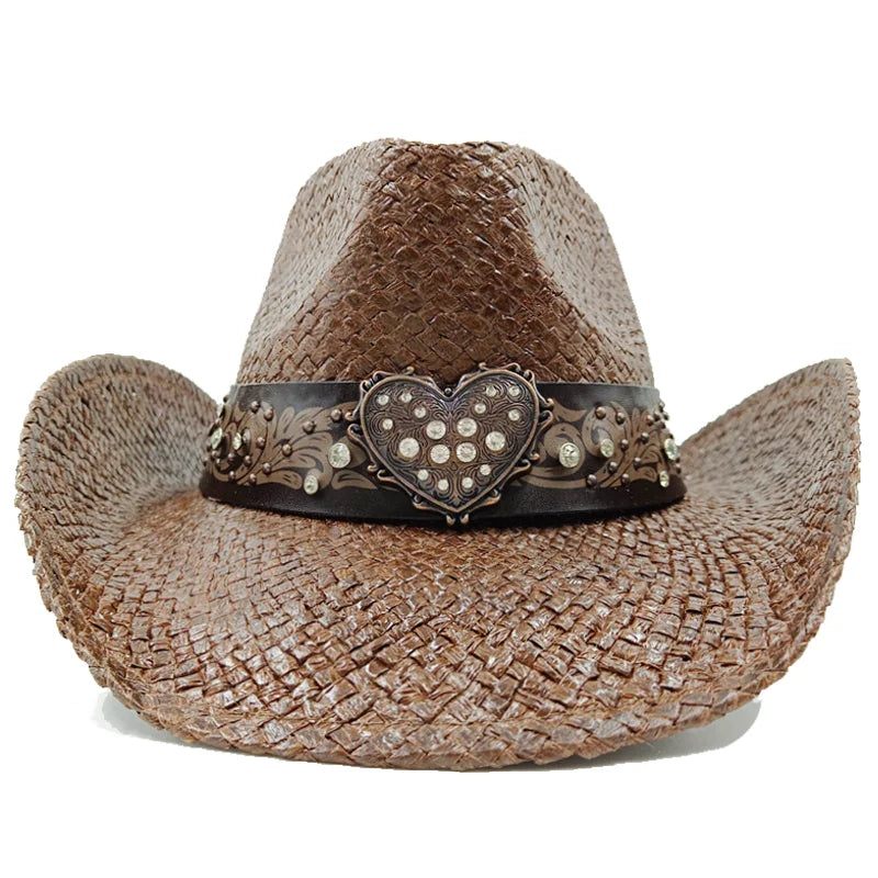 Western Style Straw Hats for Men brown 