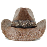 Western Style Straw Hats for Men brown 