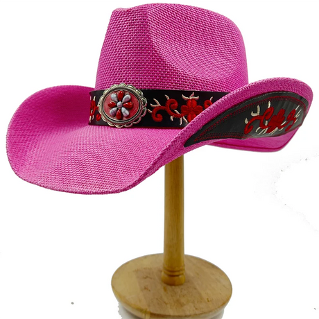 Western Style Straw Hats for Men pink