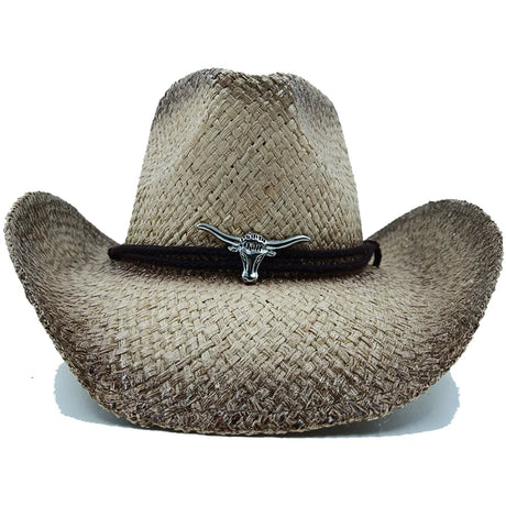 Western Style Straw Hats for Men white brown 