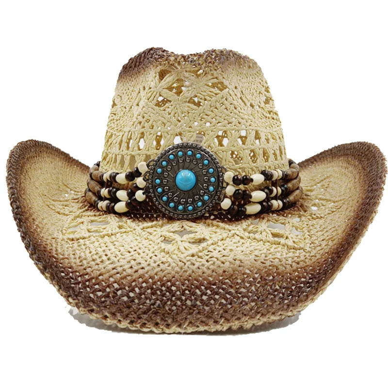 Western Style Straw Hats for Men brown