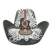 Western Style Straw Hats for Men white black