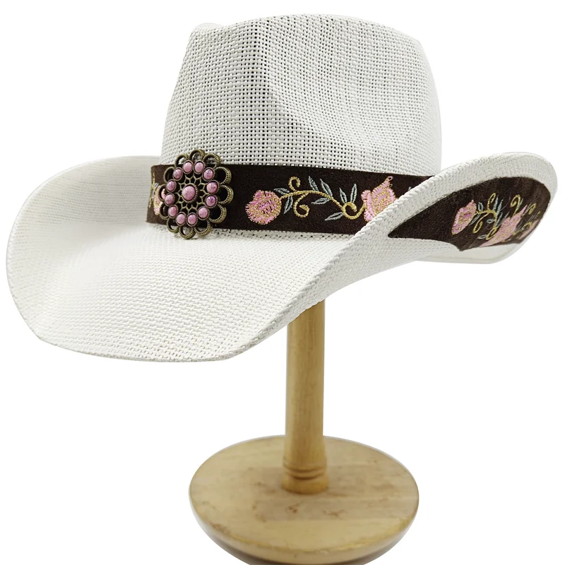 Western Style Straw Hats for Men white