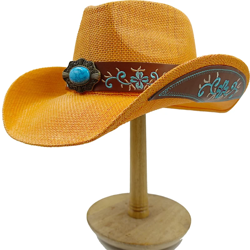 Western Style Straw Hats for Men yellow