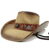 Western Style Straw Hats for Men brown