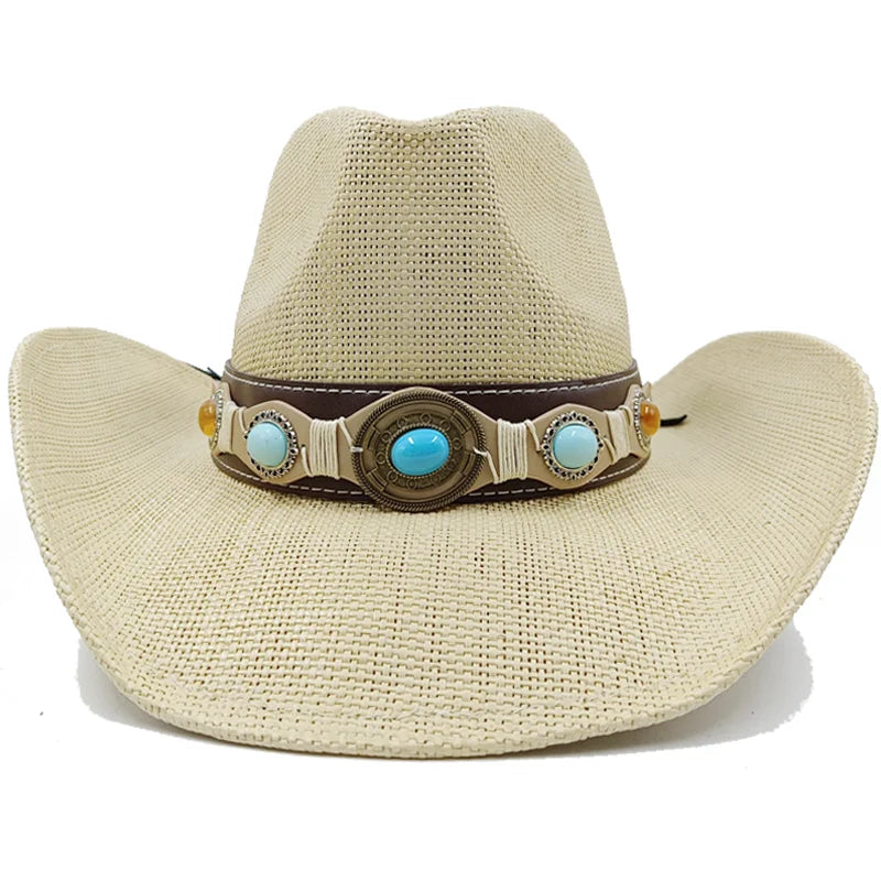 Western Style Straw Hats for Men white
