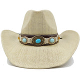 Western Style Straw Hats for Men white